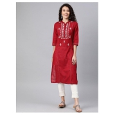 Alena Maroon Cotton Straight Kurti - M