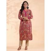 Vbuyz Cotton Printed Straight Womens Kurti - Pink ( Pack of 1 ) - None