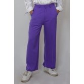 Solid non crease trousers-Purple / XS