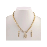 Jewar Gold Brass Necklace Set ( Pack of 1 ) - Gold