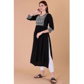 Glomee - Black Rayon Womens Nayra Kurti ( Pack of 1 ) - None