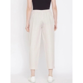 Women Beige Relaxed Regular Fit Self Design Cropped Peg Trousers