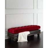 Carved Teak Wood Upholstered Flip top Storage Bench-Red