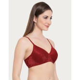 Clovia Lace T-Shirt Bra - Maroon - 34B