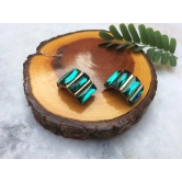 Faux Emerald Crystal Half Moon Studs