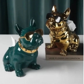 Classy Dog Tissue Holder-Gold / Ceramic | Gloss Finish / H: 13 | L: 8 | W: 9 (Inches)