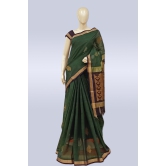 Peacock Green Color Handloom Cotton