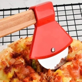 KATHIYAWADI Axe Shaped Pizza Cutter With Sharp Rotating Blade For Pizza, Bread, Cakes, 22.5 X 10 X 2 cm, Red