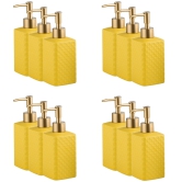 Kuber Industries Liquid Soap Dispenser, Pack of 4, 350ml each, Yellow, 12 Piece Set, ZX021YW-Kuber Industries Liquid Soap Dispenser, 12 Piece Pack of 4, 350 ml, Yellow, ZX021YW