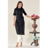 Glomee - Black Cotton Women's Straight Kurti ( Pack of 1 ) - None