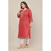 Swasti - Red 100% Cotton Womens Straight Kurti ( Pack of 1 ) - None