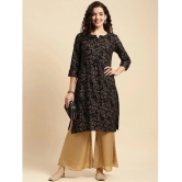 Rangita Women Rayon Black Printed Knee Length Straight Kurti - None