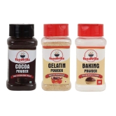 foodfrillz Cocoa Powder (60 g) + Gelatin Powder (90 g) + Baking Powder (100 g), Combo Pack of 3, 260 g