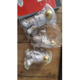 Astronaut Spaceman Statue Ornament Home Office Desktop Figurine Decors Set of 3 - Golden-Free Size