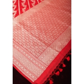 Trendy Leheria jaal Banarasi Katan Silk Saree in Red |SILK MARK CERTIFIED