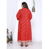 Swasti Cotton Blend Printed Flared Womens Kurti - Red ( Pack of 1 ) - None