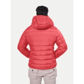 Men Classic Red puffed quilted Jacket with side pockets and hoodie