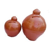 Mii Art Craft Mitti Gullak for Kids and Adults, Piggy Bank, Mitti ka Gullak;size-19cm and (Brown) Pack of 1gullak Clay Coin Bank/Mitti Ka coim Box