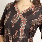 Rang Deep Women Black & Red Cotton Kurti-Small