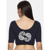 Women Back Printed Stretchable Blouse U021-Navy / 4X-Large