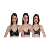 Elina - 100% Cotton Solid Multicolor Womens Non Padded Regular Back ( Pack of 3 ) - None