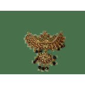 Gold Peacock Haram Pendant with Black Beads