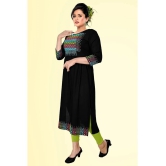 haya fashion - Black Rayon Womens Straight Kurti ( Pack of 1 ) - None