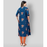 Vbuyz - Blue Rayon Womens Front Slit Kurti ( Pack of 1 ) - XXL