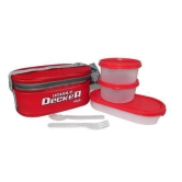 Milton Double Decker Lunch Box, (3 Plastic Container) Red