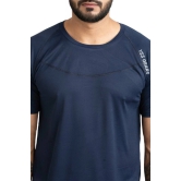 Men Solid Round Neck Polyester Blue T-Shirt