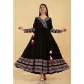 KIPEK - Black Rayon Womens Anarkali Kurti ( Pack of 1 ) - None