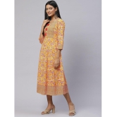 SVARCHI - Orange Cotton Women's A-line Dress ( Pack of 1 ) - None