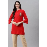 HIGHLIGHT FASHION EXPORT - Red Rayon Womens Straight Kurti - M