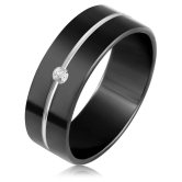 Asmitta Glossy Stainless Steel Rhodium Plated White Stone Finger Ring For Men - None