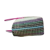 Handwoven Striped Plastic Tote Bag