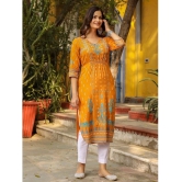 Juniper Rayon Printed Straight Womens Kurti - Yellow ( Pack of 1 ) - None