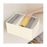 HOMETALES Non-Woven 6 Compartments Foldable Wardrobe Storage Organisers for Shirt, Denims, Pants, T-Shirt,Beige (1U)