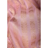 Unique Scalloped Borders Pure Brocade Banarasi Katan Silk Saree in Light PInk | SILK MARK CERTIFIED