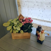 BARISH - Planter Table Top (3 House) | Handcrafted with Rubberwood | Indoor Planter Basket 13 x 10 x 5.5 Inches