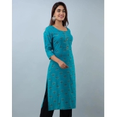 Doriya Rayon Printed 3/4th Sleeves Straight Blue Kurti Single - None