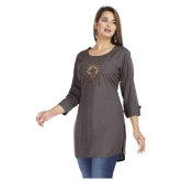 JC4U - Grey Melange Rayon Womens Straight Kurti ( Pack of 1 ) - XL