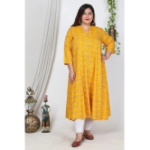 Swasti Cotton Blend Printed Front Slit Womens Kurti - Yellow ( Pack of 1 ) - None