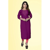 haya fashion - Magenta Rayon Womens Straight Kurti ( Pack of 1 ) - None