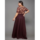 Miss Chase A+ Georgette Embroidered Full Length Womens Fit & Flare Dress - Wine ( Pack of 1 ) - None