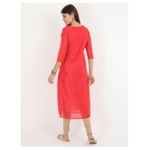 Alena - Red Silk Blend Women''s Straight Kurti - XXL