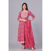 Doriya Cotton Blend Embroidered Kurti With Palazzo Women's Stitched Salwar Suit - Pink ( Pack of 1 ) - None