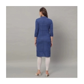 Glito Cotton Blend Checks Front Slit Womens Kurti - Blue ( Pack of 1 ) - None