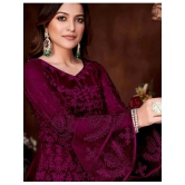 A TO Z CART Wine Flared Net Womens Semi Stitched Ethnic Gown ( Pack of 1 ) - None