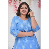 Swasti Cotton Printed Straight Womens Kurti - Blue ( Pack of 1 ) - None