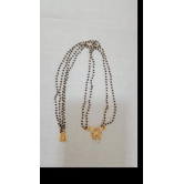 1 Gram Gold Mangalsutra with Black Beads and Floral Pendant